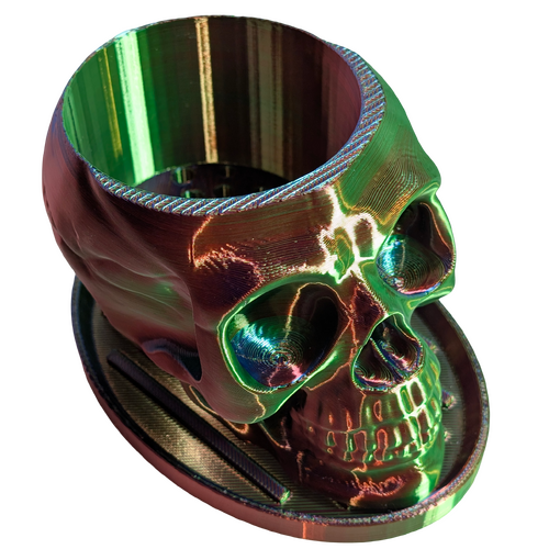 Supportive Solutions Skull Planter Red/Green/Blue - New, Handmade