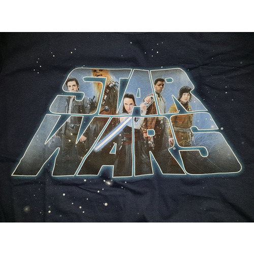 Star Wars The Last Jedi Cast Blue Retro Logo Shirt - Mens T-Shirt - New With Printed Tag [Size: Large]