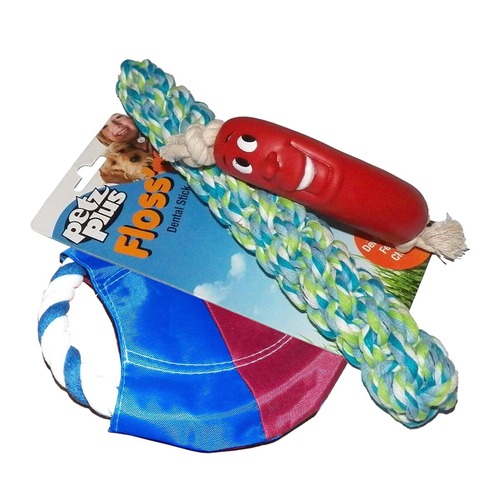 Dog Puppy Variety Toy Pack Tough Throw Chew Tug Rope Toys