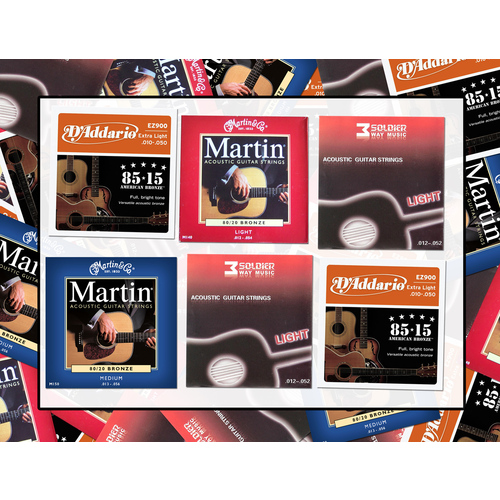 Assorted Strings Clearance Pack - Acoustic Light/Extra Light/Medium