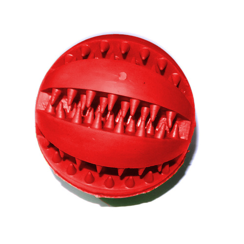 Bouncy Rubber Dental Treat Ball Dog Toy - Various Styles & Sizes [Size: Large] [Colour: Red] [Style: No Rope]