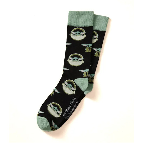Star Wars The Mandalorian ' Baby Yoda In Pram Licensed Crew Socks By SWAG - One Size Fits Most - New