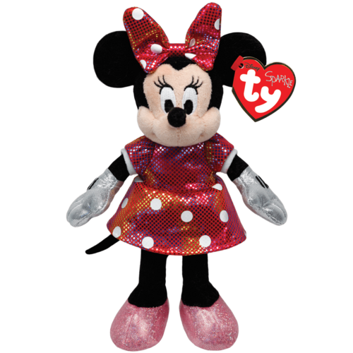TY Sparkle Disney 8” Minnie Mouse (Rainbow Dress) Beanie Baby - New, With Tags