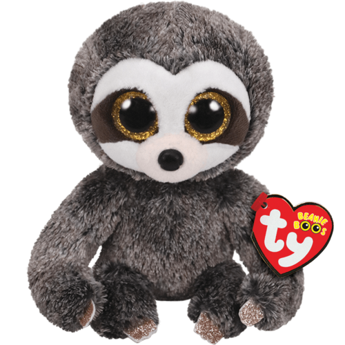 TY Beanie Boos Dangler Two Tone Grey Sloth 6" Beanie Baby - New, With Tags