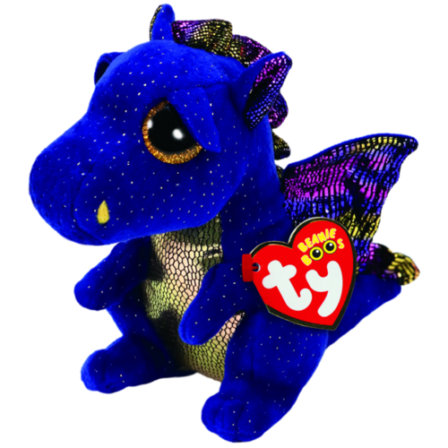 TY Beanie Boos Saffire Blue Speckled Dragon Beanie Baby - New, With Tags