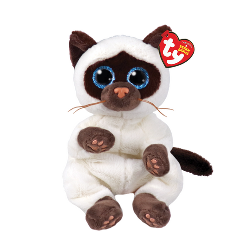 TY Beanie Bellies Miso Beige And Brown Siamese Cat 8” Beanie Baby - New, With Tags