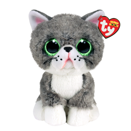TY Beanie Boos Fergus Grey Cat 6” Beanie Baby - New, With Tags