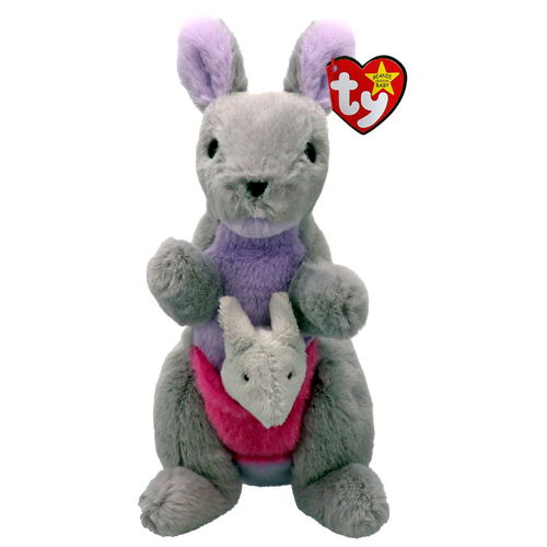 TY Beanie Babies Kayla Grey Kangaroo 8” Beanie Baby - New, With Tags
