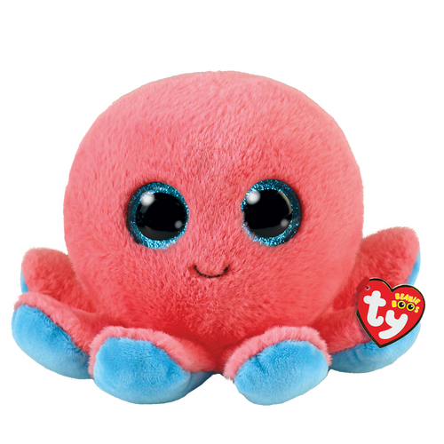 TY Beanie Boos Sheldon Coral Octopus 6” Beanie Baby - New, With Tags