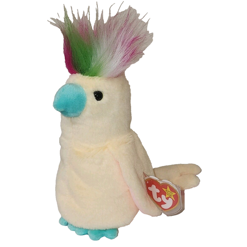 TY Beanie Babies Pompom White Cockatoo 8” Beanie Baby - New, With Tags