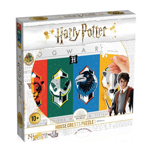 Winning Moves Harry Potter Hogwarts House Crests 500 Piece Jigsaw Puzzle - New, Sealed