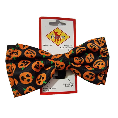 Bow Tie Collar - Slider For Dogs - Jack O'Lantern Large - By Worthy Dog